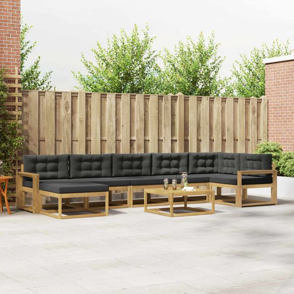 vidaXL Outdoor-Sofagarnitur 8-teilig Weiß und Anthrazit, 3386801