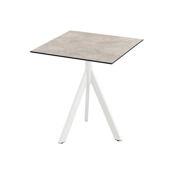Feros Infinity Tripod Terrassentisch Weiß frame + Moonstone HPL Tischplatte 70x70 cm, 140021377