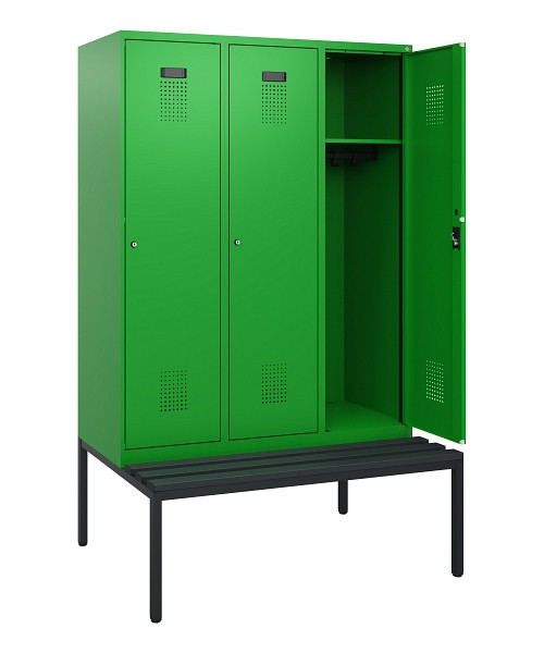 C+P Spind Evolo PLUS, 3 Abteile, 1950x1200x815mm, 6037/6037, Zylinderschloss, Material Sitzfläche Kunststoff, Sitzbank, 0490505-32 S10107