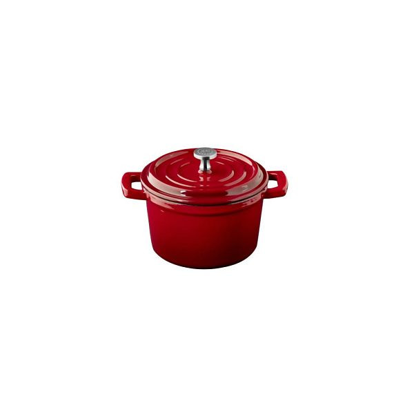 APS Mini-Serviertopf mit Deckel 5 STARS - Gusseisen emailliert, 0,35 Liter, rot, induktionsgeeignet, 88330