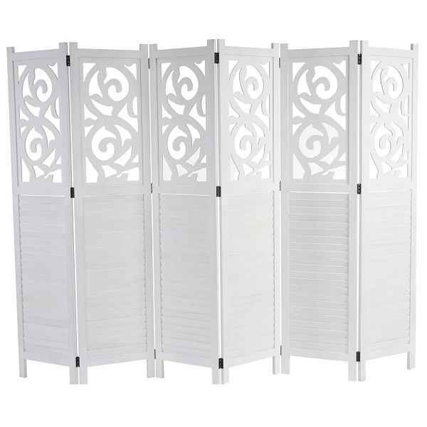 Mendler Paravent Istanbul, Raumteiler Trennwand Sichtschutz, Ornamente, 170x240cm, weiß, 45827