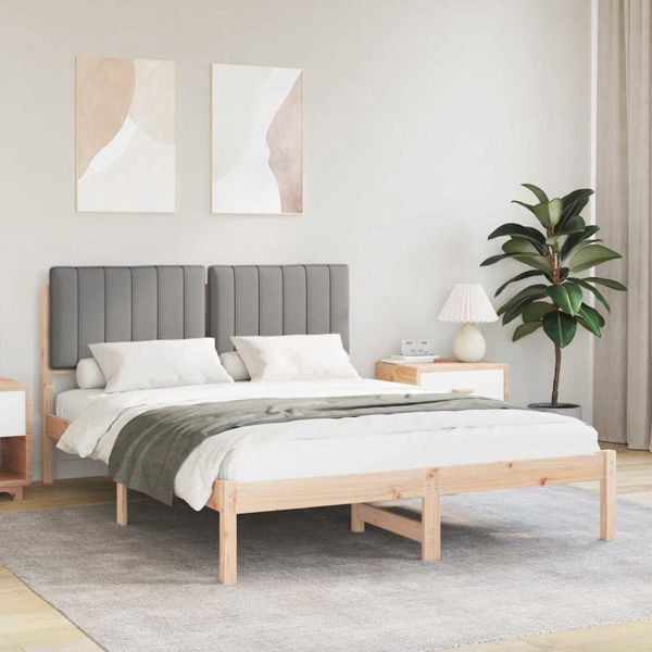 vidaXL Bettgestell mit gepolstertem Kopfteil Hellgrau 140 x 200 cm, 878044