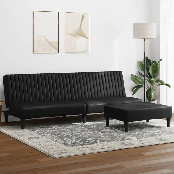 vidaXL 2-teilig Sofagarnitur Schwarz Kunstleder, 3216285