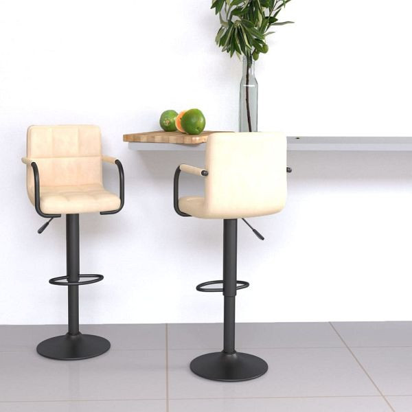 vidaXL Barhocker 2 Stück Creme Samt, 334658, 8720286530382