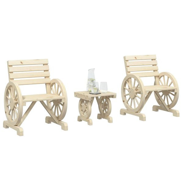 vidaXL 3-teilig Garten-Lounge-Set Massivholz Tanne, 3207129
