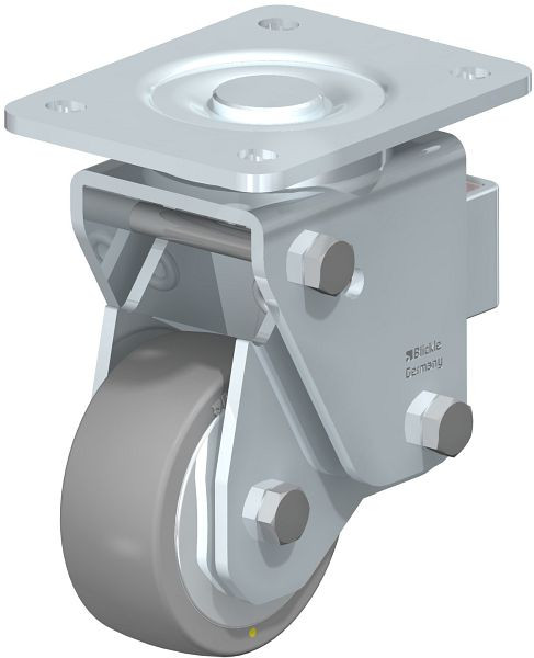 Blickle LHF-ALTH 101K-3-AS-FA Stahlblech-Lenkrolle, Schwerlast-Ausführung, mit Stahlfeder, Blickle Extrathane®, Grau, 853739