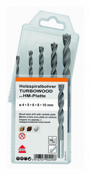 KEIL Holzbohrer Sortiment HM Holzspiralbohrer TURBOWOOD MultiPack 5-teilig, A1.184.350.410