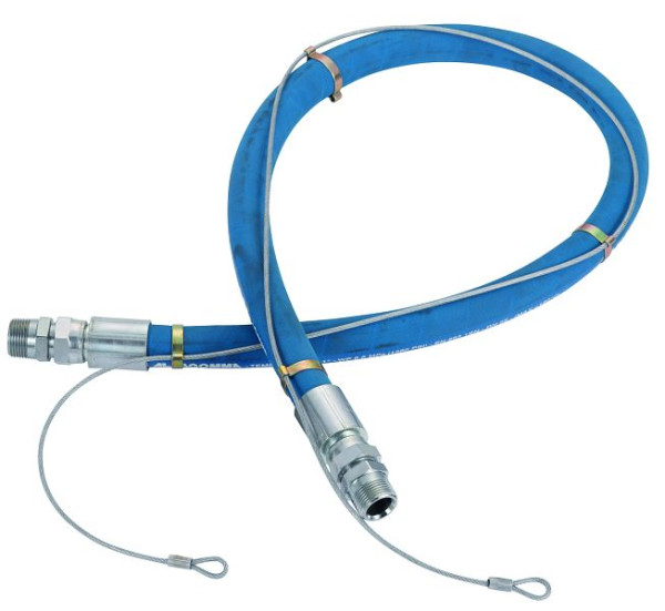 Prevost Verbindungsschläuche mit Sicherheitsstahlseil - Drehkupplungen mit Außengewinde, AG BSPT= R 1/2, Länge= 1,5 m, LEM 21S