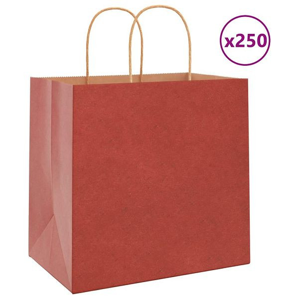 vidaXL Papiertragetaschen 250 Stk. mit Henkeln Rot 26x17x25 cm, 4101759