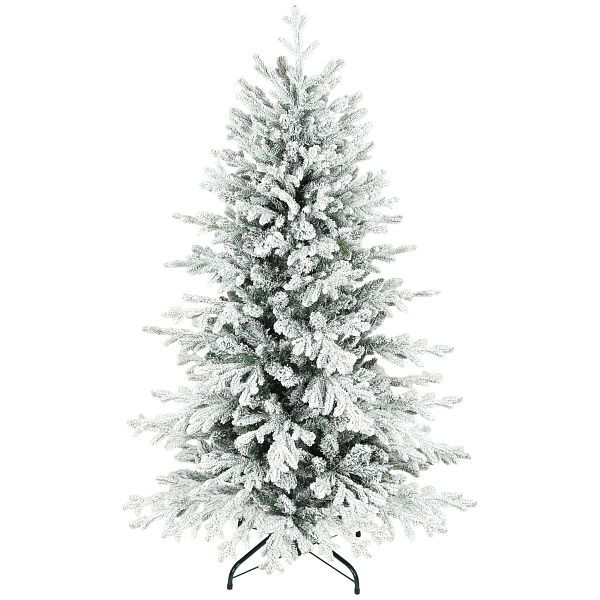 HOMCOM Künstlicher Weihnachtsbaum, 150cm Christbaum mit Schnee, 1162 Zweigen, klappbarem Metallständer, 83C-090V00GN