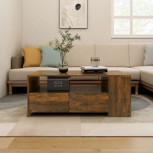 vidaXL Couchtisch Räuchereiche 102x55x42 cm Holzwerkstoff, 816934