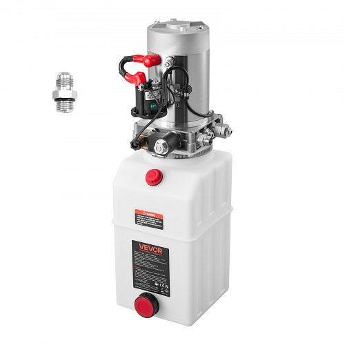 VEVOR 7 Qt Hydraulikaggregat Kippanhängerpumpe, 22 MPa, 3,4 L/min, 12 V DC, Metallbehälter, Weiß, 12VDZYSLYXCZS7IY6001V9
