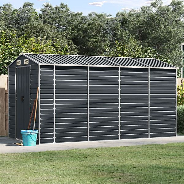 vidaXL Gerätehaus Anthrazit 191x385x198 cm Verzinkter Stahl, 3188256