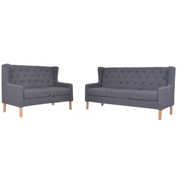 vidaXL 2-teilig Sofa-Set Stoff Grau, Material: Polyester: 100%, 274934