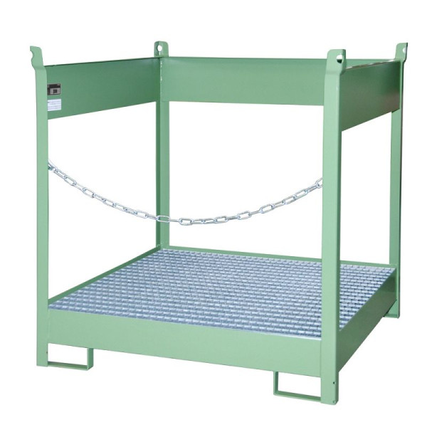 STEIN HGS Fass-Stapelpalette FSP, RAL 6011 resedagrün, lackiert, 275 Liter, seitlich offen, 79140.0040