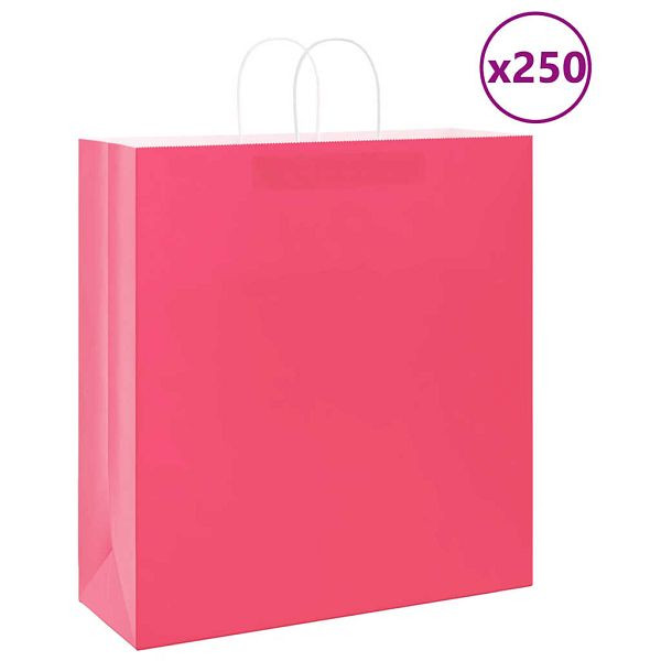vidaXL Papiertragetaschen 250 Stk. mit Henkeln Rosa 45x17x48 cm, 4101681
