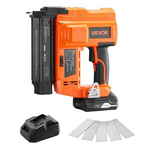 VEVOR Akku-Nagler 18 Gauge 20V, 100 Nägel/min, inkl. 500 Nägel, 2,0 Ah Batterie, Ladegerät & einstellbare Nageltiefe, DDBLDDQ18GA29WG2V001V2
