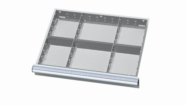 Simplaflex Metalleinteilung für Schubladen, Blendenhöhe: 100/125 mm, Innenmaß 600 x 450 mm, CL7E100MT06
