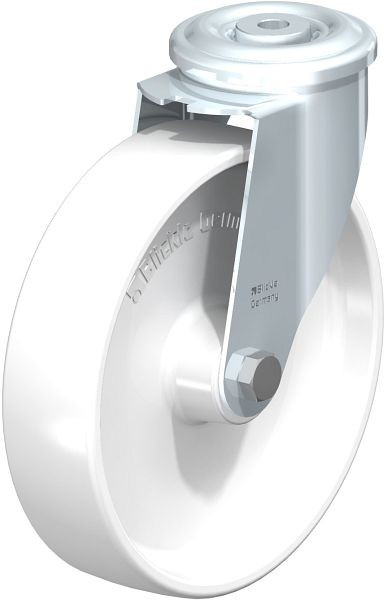 Blickle LER-PPN 200R-FA Stahlblech-Lenkrolle mit Rückenloch, Polypropylen, Weiß, 762915