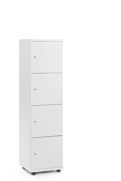 Deskin Schließfachschrank OFFICE-LINE mit 4 Fächern, Korpus und Türen Dekor Weiß, H 1530 x B 400 x T 420 mm, Zylinderschlösser, ohne Posteinwurf, 289881