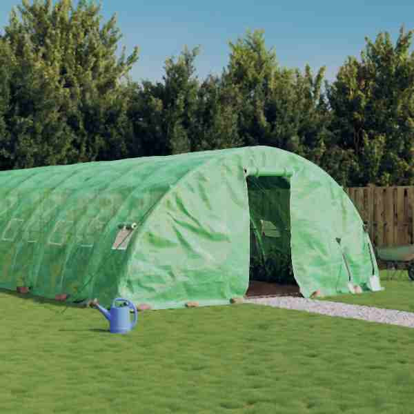 vidaXL Gewächshaus mit Stahlrahmen Grün 40 m² 8x5x2,3 m, 3188085
