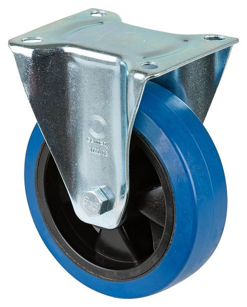 BS Rollen Transportrolle, Bockrolle, Rad-Breite 50 mm, Rad-Ø 160 mm, Tragfähigkeit 300 kg, Elastik-Reifen blau, Kunststoff, Kugellager, L410.B62.161