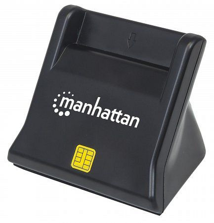 MANHATTAN USB-Smartcard-/SIM-Kartenlesegerät mit Standfuß, USB 2.0 Typ A, Kontaktlesegerät, Desktop, extern, schwarz, 102025