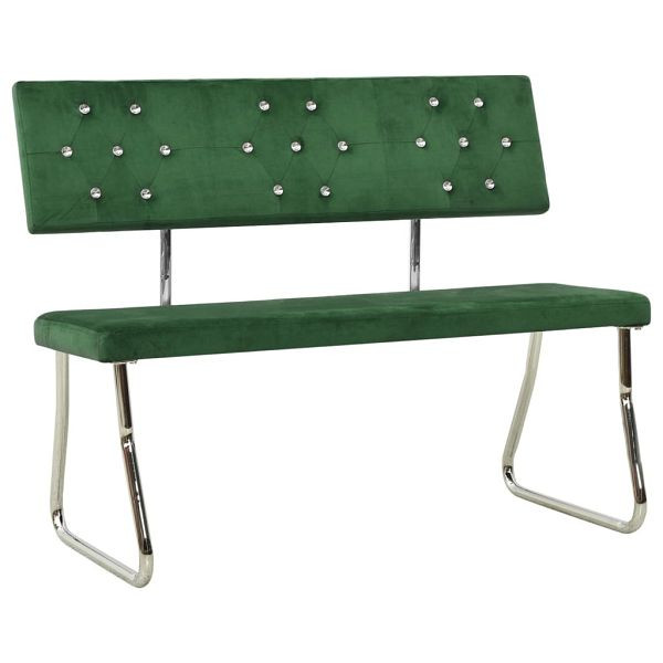 vidaXL Sitzbank 110 cm Dunkelgrün Samt, Material: Samt (100 % Polyester), Schaumstoff, verchromtes Metall, 325865