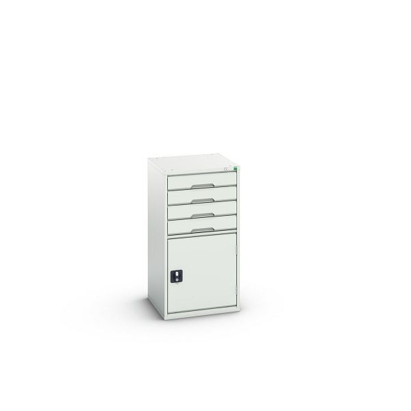 bott verso Schubladenschrank mit Flügeltür, mit 4 Schubladen und Fachboden, BxTxH: 525 x 550 x 1000 mm, Lichtgrau / Lichtgrau, 16925065.16