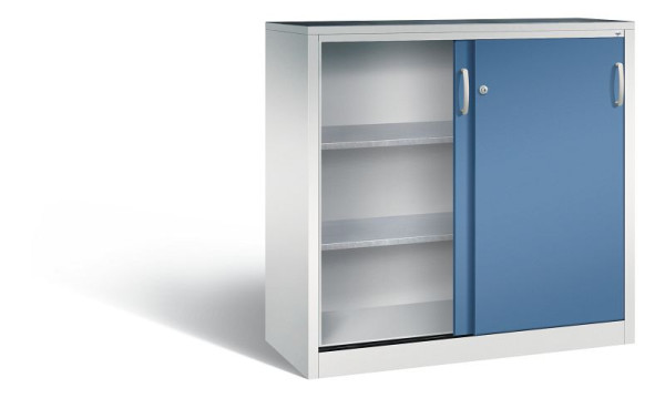 C+P Schiebetürenschrank Acurado, H1200xB1200xT500mm, Farbe: Lichtgrau / Fernblau, Bügelgriff, 2057-09 S10048