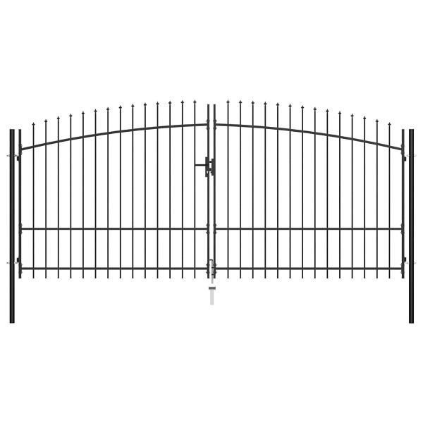 vidaXL Doppelflügel-Gartentor mit Speerspitzen 400 x 225 cm, 145741