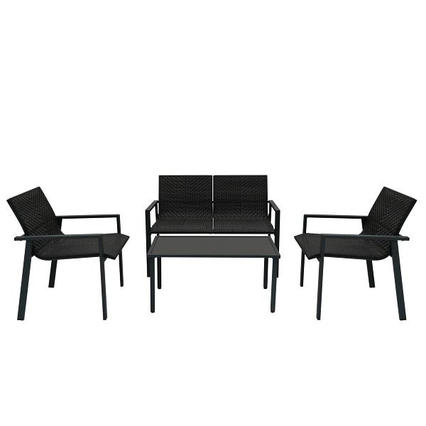 Monster Rattan Terrassenmöbel Set, Schwarz, 214904