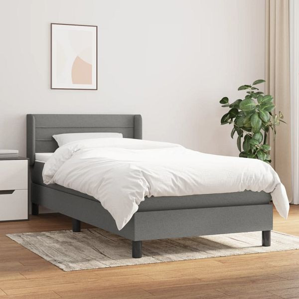 vidaXL Boxspringbett mit Matratze Dunkelgrau 90x190 cm Stoff, 3129754