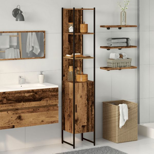vidaXL Badezimmer Schrank Altholz 33x33x185,5 cm Ingenieurholz, 862238