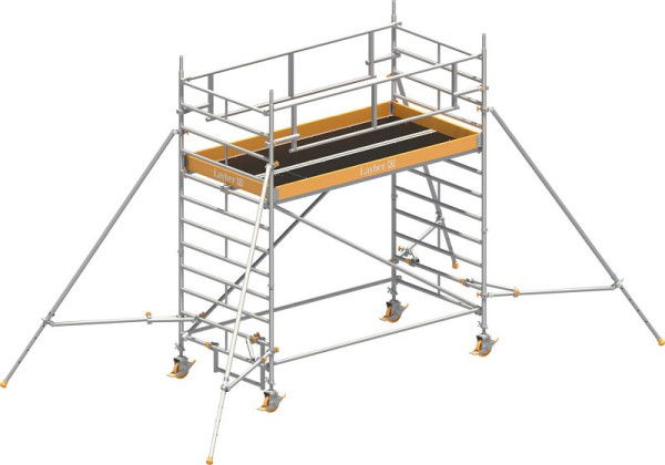 Layher Gerüst Uni Breit P2 SAFETY PLUS mit Doppelgeländer und Gerüststützen, Max. Plattformhöhe: 2,20 m, 1422122