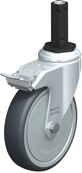 Blickle LKRA-TPA 126K-11-FI-FK-EV12 Apparate-Lenkrolle mit Expander & Feststeller, Thermoplastisches Gummi-Elastomer, Grau, 847906