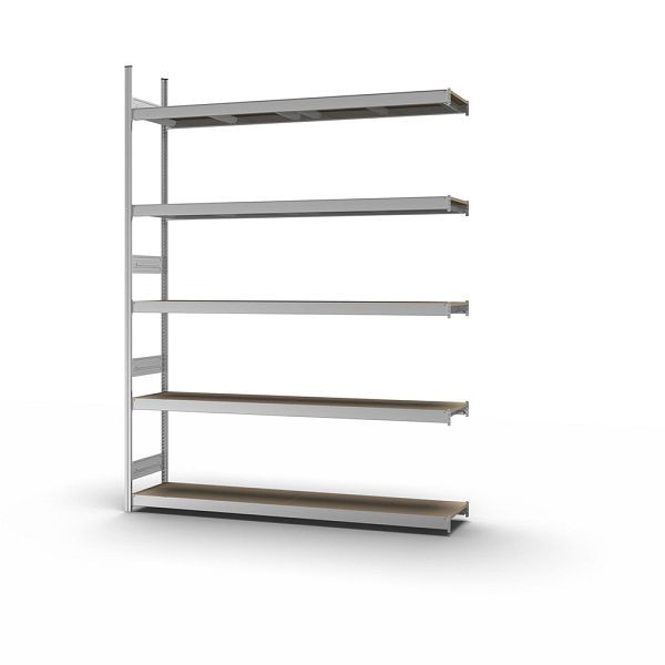 hofe Großfach-Anbauregal, 3000x400x2200 mm, 5 Fachebenen, Spanplatte verzinkt, 350 kg Fachlast, 2000 kg Feldlast, zweiseitige Bedienung, GZA30422S