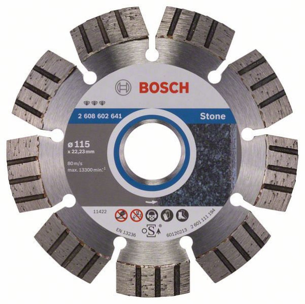 Bosch Diamanttrennscheibe Best for Stone, 115 x 22,23 x 2,2 x 12 mm, 2608602641
