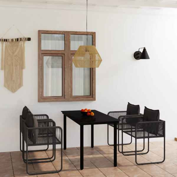vidaXL 5-tlg. Garten-Essgruppe Schwarz, Polyester, 3099079