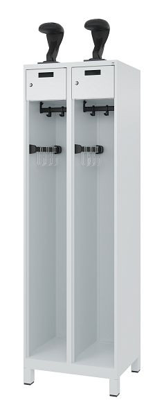 C+P Feuerwehrspind Evolo, Modell PRAKTUS, 2 Abteile, H1850xB600xT500 mm, Lichtgrau, Füße, 0492015-20 S10006