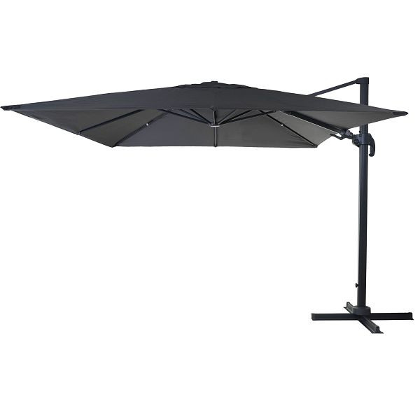 Mendler Gastronomie-Ampelschirm HWC-A96, 3x3m (Ø4,24m) schwenkbar, Polyester Alu/Stahl 23kg, anthrazit ohne Ständer, 158542