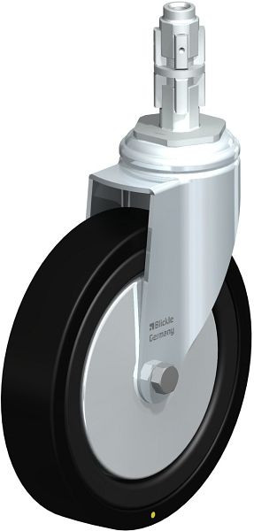 Blickle LKRA-VPA 150K-11-EL-FA-E13 Apparate-Lenkrolle mit Expander, Vollgummi, Schwarz, 702696