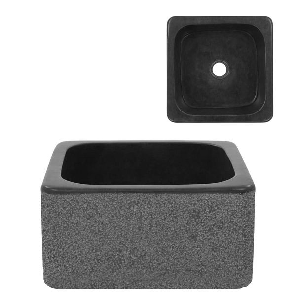 vidaXL Waschbecken 30x30x15 cm Flussstein Schwarz, 142779