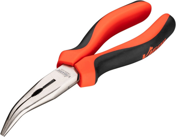 VIGOR Flachrund-Zange, abgewinkelt, 200 mm, V6503-200, 4047728076791