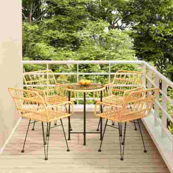 vidaXL 5-tlg. Garten-Essgruppe Poly Rattan, 3157837, 8720845818227