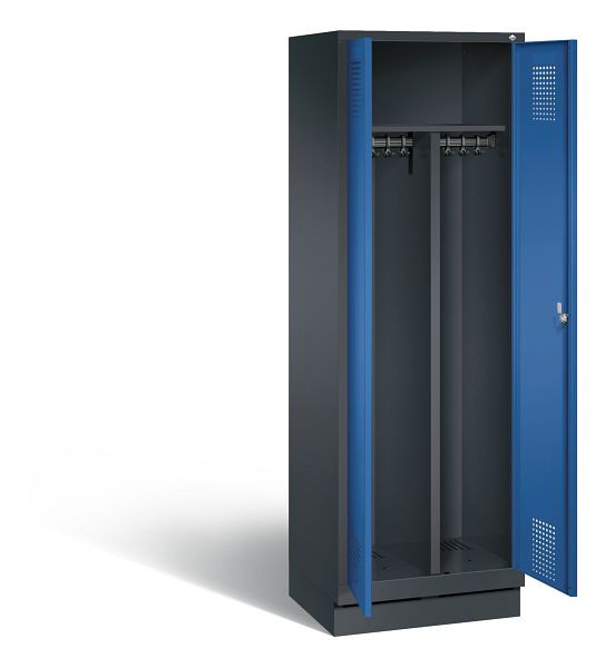 C+P Schwarz-Weiss-Spind Evolo, H1800xB610xT500mm, Farbe: Schwarzgrau / Enzianblau, 48022-20 S10222