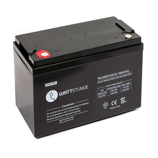 WATTSTUNDE Akku AGM12-100 12V VRLA AGM Batterie 100Ah C10, 501-5100