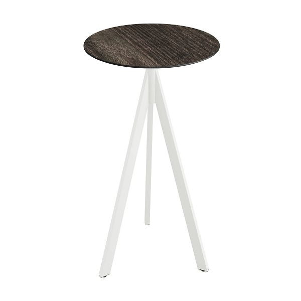 Feros Infinity Tripod Stehtisch Weiß frame + Riverwashed Wood HPL Tischplatte Ø70 cm, 140051470