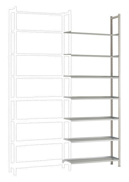 Manuflex Archiv-Anbauregal mit 7 Stahlböden, HxBxT = 2600 x 930 x 300 mm, RA2236.7035