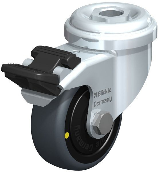 Blickle LRA-TPA 50K-FI-ELS-FK Apparate-Lenkrolle mit Rückenloch & Feststeller, Thermoplastisches Gummi-Elastomer, Grau, 626820